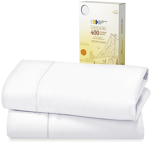 California Design Den 400TC Cotton Sateen Pillowcase Set - Bright White