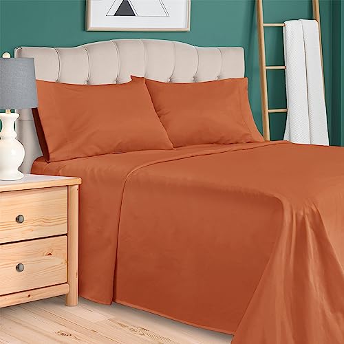 Luxurious Egyptian Cotton Bed Sheet Set - California King, Pumpkin