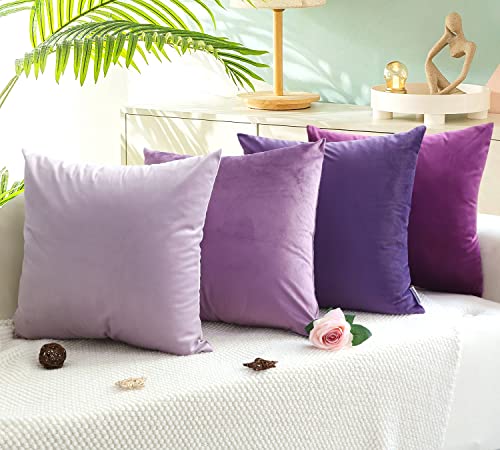 Luxurious Purple Velvet Throw Pillow Covers Set