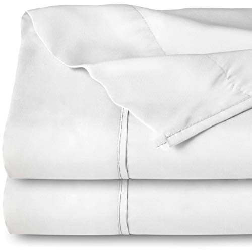 Bare Home Twin/Twin XL Flat Sheet - Premium 1800 Ultra-Soft Top Sheet - 2 Pack, White