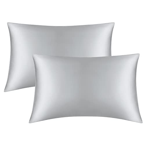 Silver Grey Silk Pillowcase Set of 2