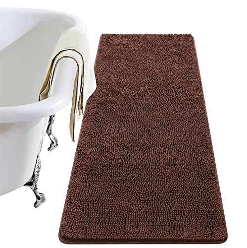 Yimobra Original Luxury Chenille Bath Mat, Soft Shaggy and Comfortable, Large Size 31.5 x 19.8 Inches, Super Absorbent and Thick, Non-Slip, Machine