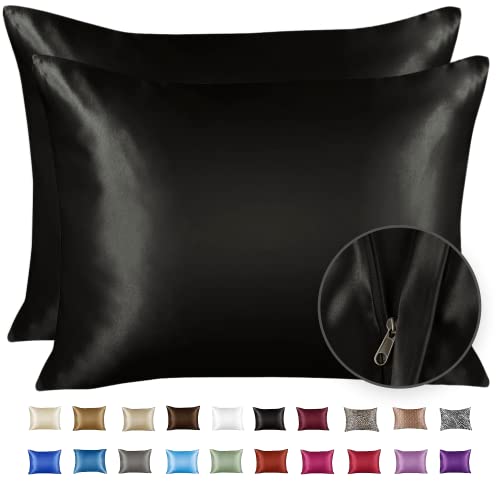 Luxury Black Satin Pillowcase for Hair and Skin