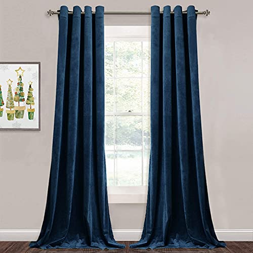 Luxury Blue Velvet Textured Curtains for Hotel/Hall Decor