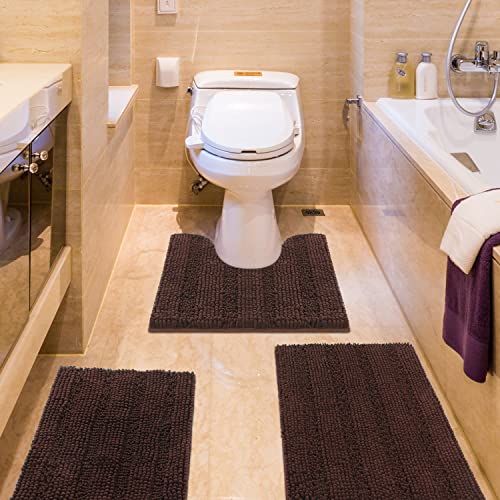 Luxury Brown Bathroom Rug Set