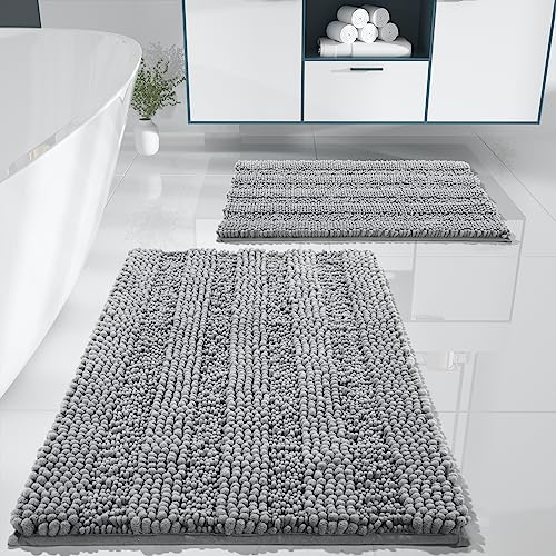 Thickened Bath Rugs Set, Upgraded Gradient Color Bathroom Rug Soft