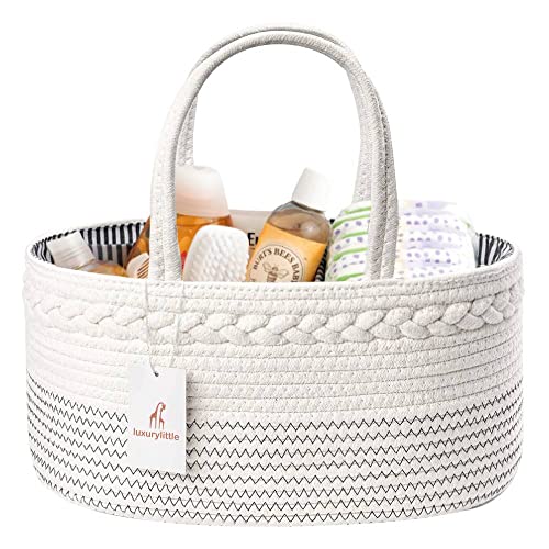 Deluxe Diaper Caddy: Nursery Storage Basket, Portable Organizer - White