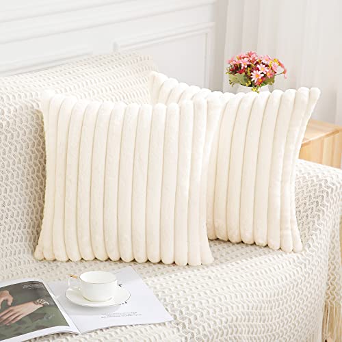 Luxury Soft Fluffy Decorative Pillow Covers - Cream White