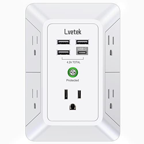 LVETEK USB Wall Charger with Surge Protector and USB Ports