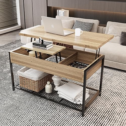 LVSOMT Lift Top Coffee Table with Hidden Storage