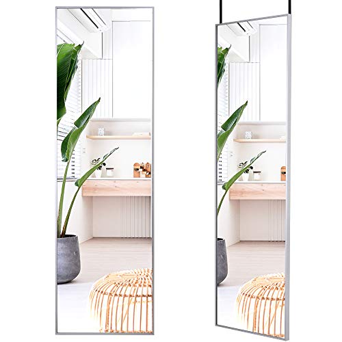 47"x14" Over Door Full Length Mirror, Aluminium Frame (Silver)