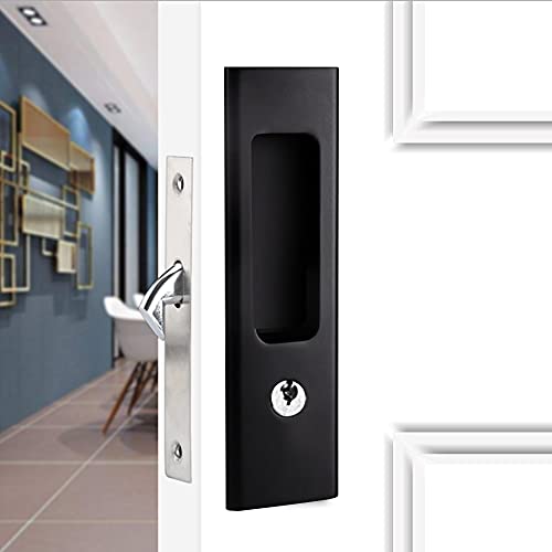 LWZH Matte Black Privacy Pocket Door Lock
