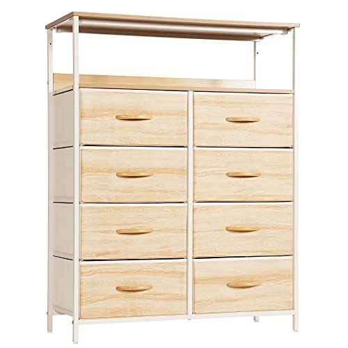 LYNCOHOME 8 Drawer Fabric Dresser with Shelves