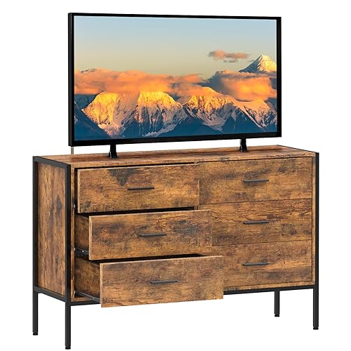 Lyromix Wood Dresser TV Stand with 6 Drawers
