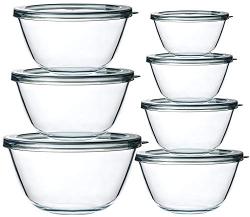 M MCIRCO 14-Piece Glass Salad Bowls with BPA-Free Lids