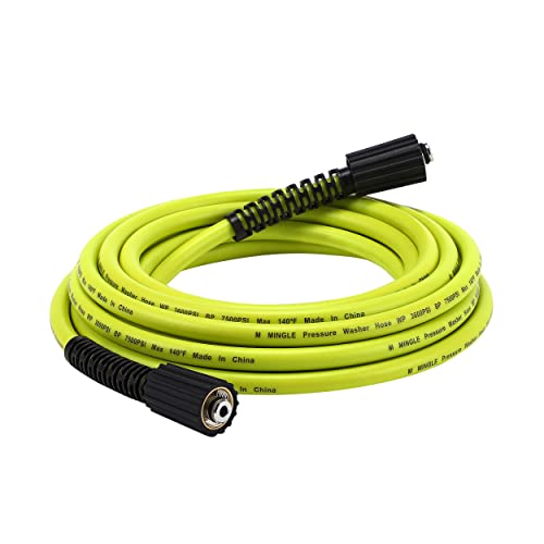 M MINGLE 25FT 1/4" Pressure Washer Hose with M22 14mm Fittings - 3600 PSI