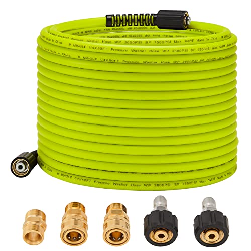 50 FT x 1/4" Replacement Power Wash Hose with Quick Connect Kits