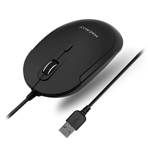 Macally Silent USB Mouse - Slim & Compact Wired Mouse