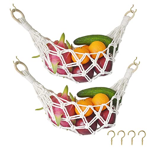 Macrame Hanging Fruit Hammock Under Cabinet