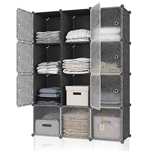 MAGINELS Portable Cube Storage Organizer Shelf - Black 4x3-Cube