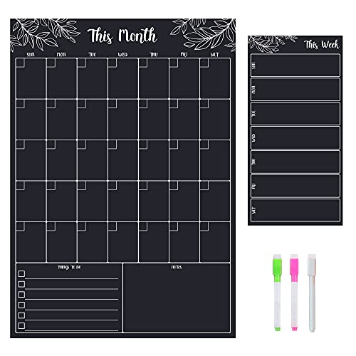 Magnetic Chalk Board Calendar for Fridge | 3 Markers Included