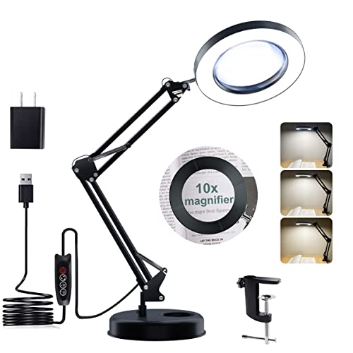 ZTree LED Desk Magnifier: 10X Magnifying Lamp