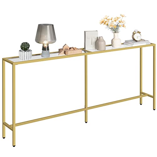 Gold Tempered Glass Console Table: Modern Entryway & Living Room Decor