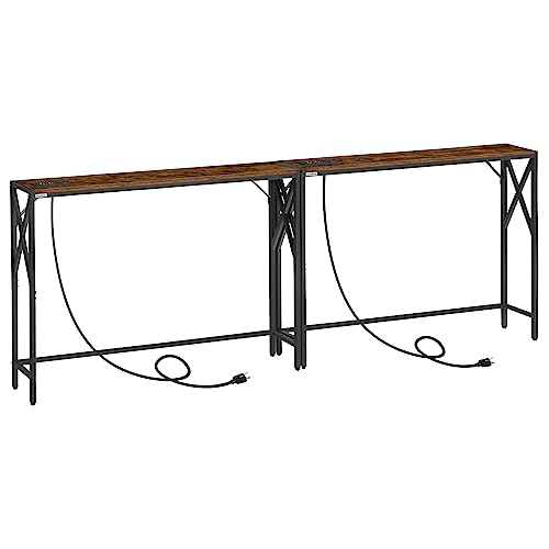 MAHANCRIS Narrow Sofa Table with Charging Station