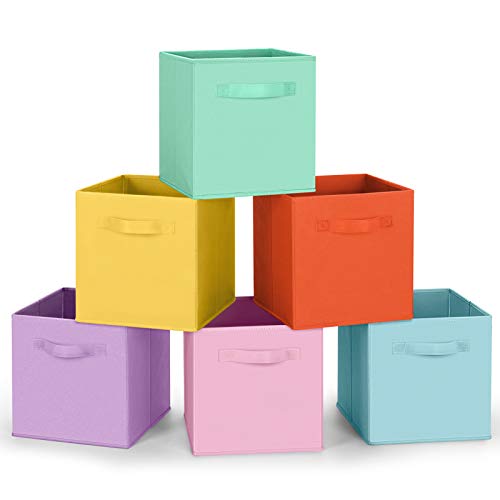 6-Pack MaidMAX Cloth Storage Bins with Dual Handles, 6 Colors