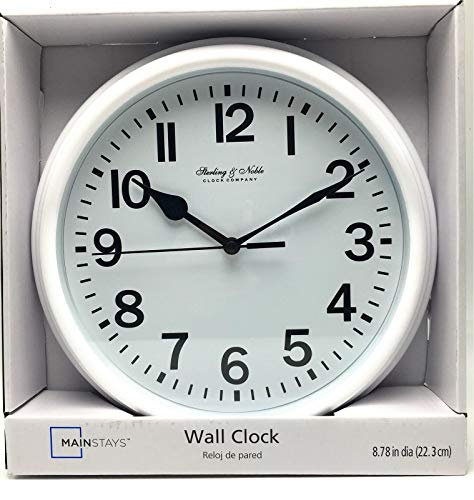 Mainstay Sterling and Noble 8.78" Analog Display Wall Clock - White