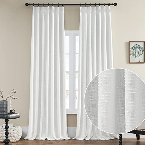 Maison Colette Pinch Pleat White Linen Curtain