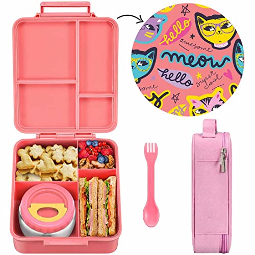 Fimibuke Bento Lunch Box for Kids - Leak Proof Toddler Bento Box with 4  Compartments BPA Free