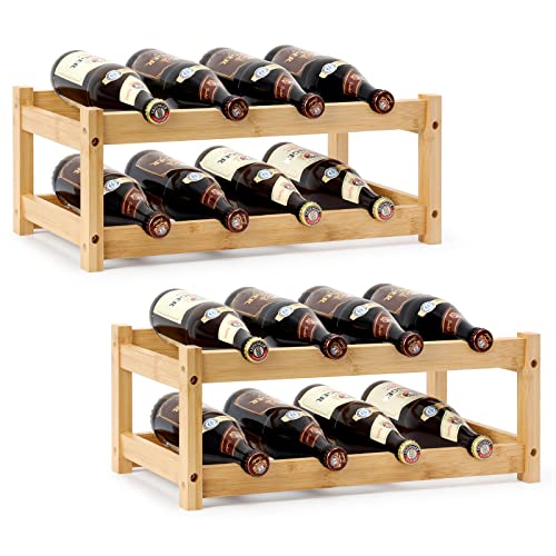 Maitys 2-Tier Bamboo Wine Rack - 8 Bottle Countertop Holder