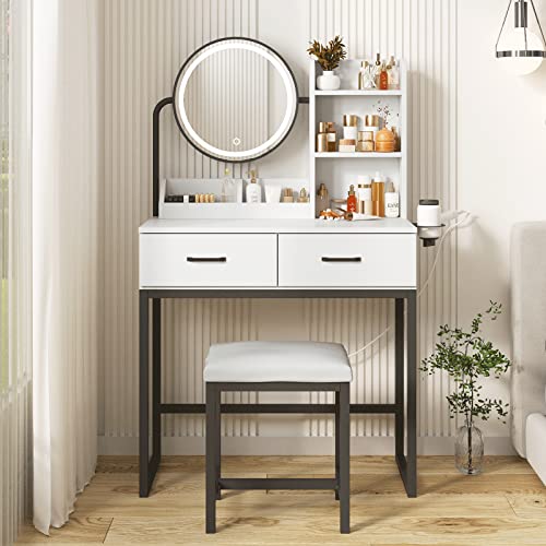 Vabches Vanity Desk with Mirror and Lights