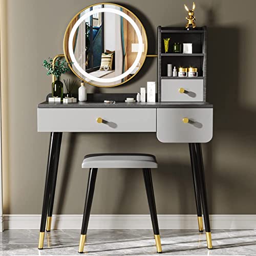 Makeup Vanity Desk with Touch Screen Dimming Mirror