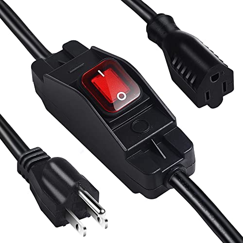 Makevivi Waterproof 3-Prong Extension Cord with On/Off Switch (1.5 Ft, Black)