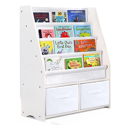MallBest Kids Sling Bookshelf with Storage Boxes