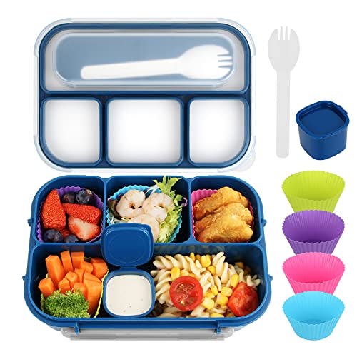 Bento Box, Lunch Box Kids, Bento Lunch Box for Kids/Toddler/Adults,  1300ML-4 Compartment Bento Box Adult Lunch Box w/Food Picks Cake Cups,  Built-in Utensil Set, Leak-Proof, Food-Safe Materials(Blue) - Yahoo Shopping