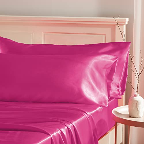 Manyshofu Hot Pink Satin Pillowcase - Hair Protection & Comfort