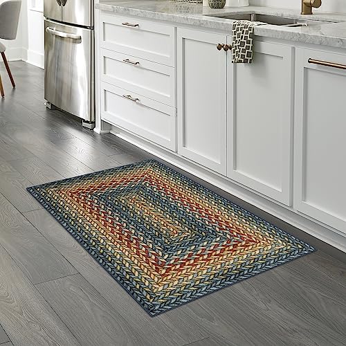 Marion Braid Kitchen Rug: Non Skid and Made in USA, Multi, 2'6" x 3'10"