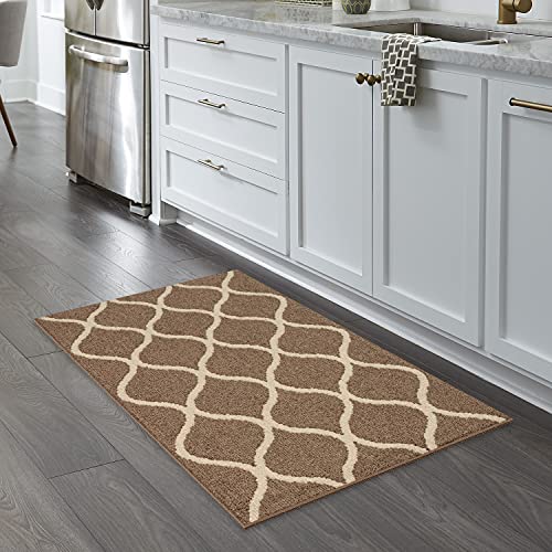 Maples Rugs Rebecca Cafe Brown/White Kitchen Accent Carpet, 2'6 x 3'10
