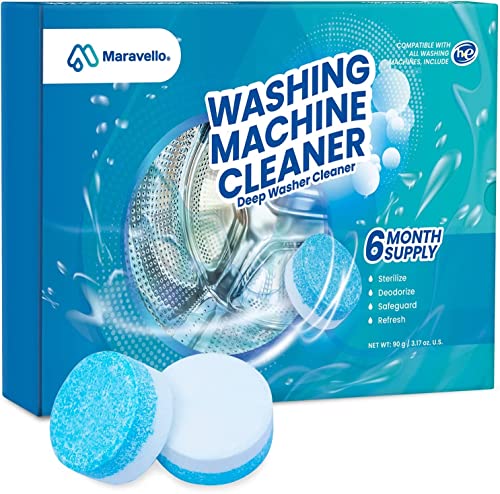Maravello Washing Machine Cleaner Tablets - Mold and Stain Remover - 6 Count