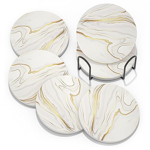 Marble Ceramic Agate Drink Coasters Set