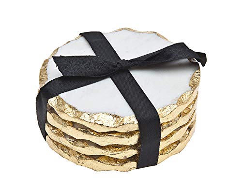 Marble Coaster Set with Gold Edge, Set of 4