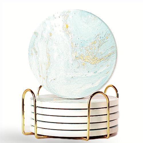 Marble Coasters with Holder Set of 6