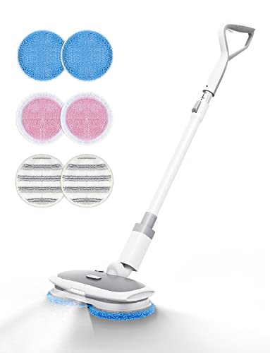 Cordless Electric Mop for Floor Cleaning, AlfaBot WS-24 Electric Spin Mop,  Electric Mop with Water Sprayer and LED Headlight, Lightweight 