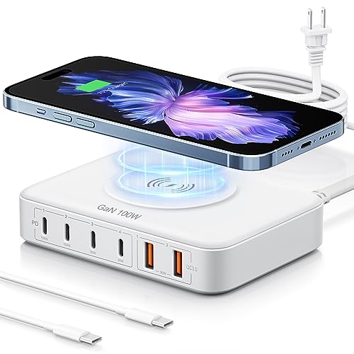 Marnana 6-in-1 USB Charging Station with Wireless Charger
