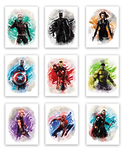 Marvel Avengers Superhero Watercolor Art Prints
