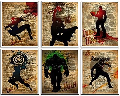 Marvel Superhero Watercolor Posters Set - 6 Pieces