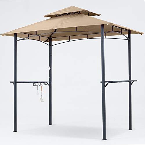 8x5 Outdoor BBQ Gazebo with LED Lights in Khaki